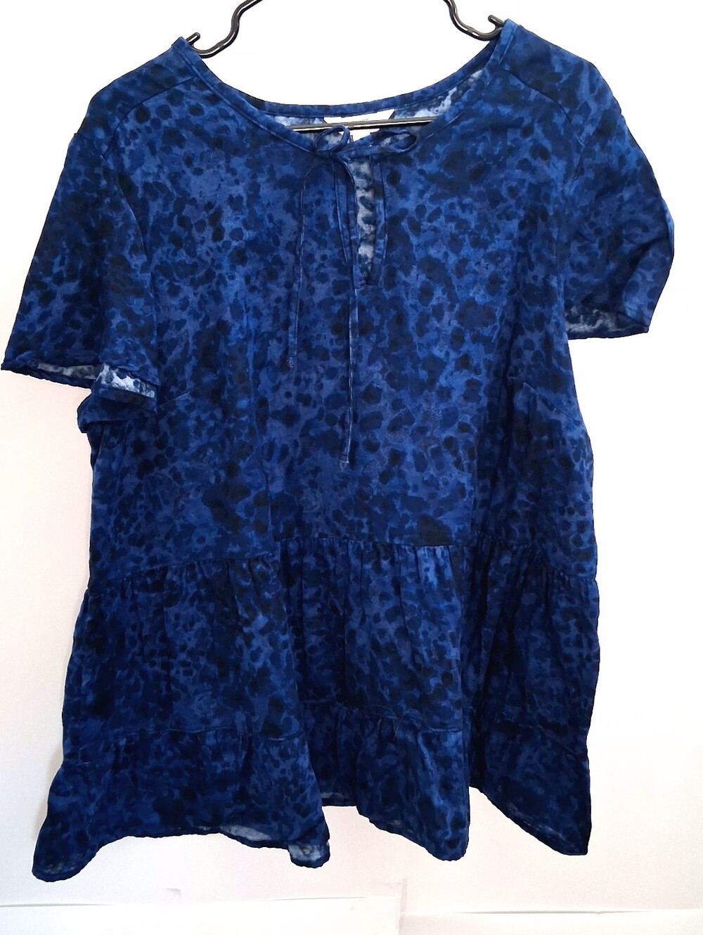 Terra & Sky Royal Blue & BLACK Tie-Dye Peplum Top Size 1X (16W-18W)